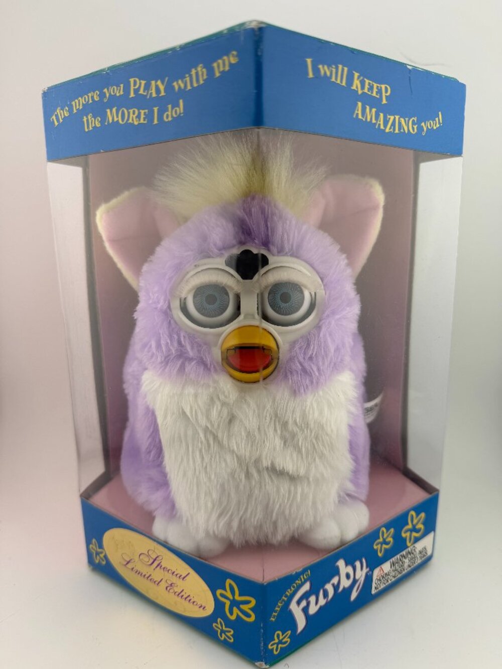 Vintage 1998 Furby Special Limited Edition Springtime - Lavender & White - NIB